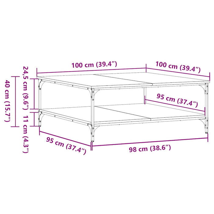 Măsuță de cafea gri sonoma 100x100x40 cm lemn prelucrat WALTI