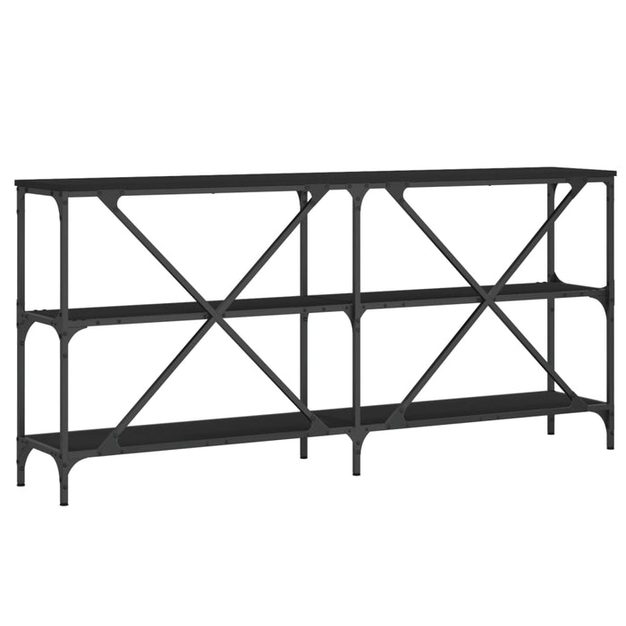 Masă consolă, negru, 160x30x75 cm, lemn prelucrat și fier WALTI
