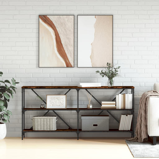 Masă consolă stejar afumat 160x30x75 cm lemn prelucrat și fier - WALTI WALTI