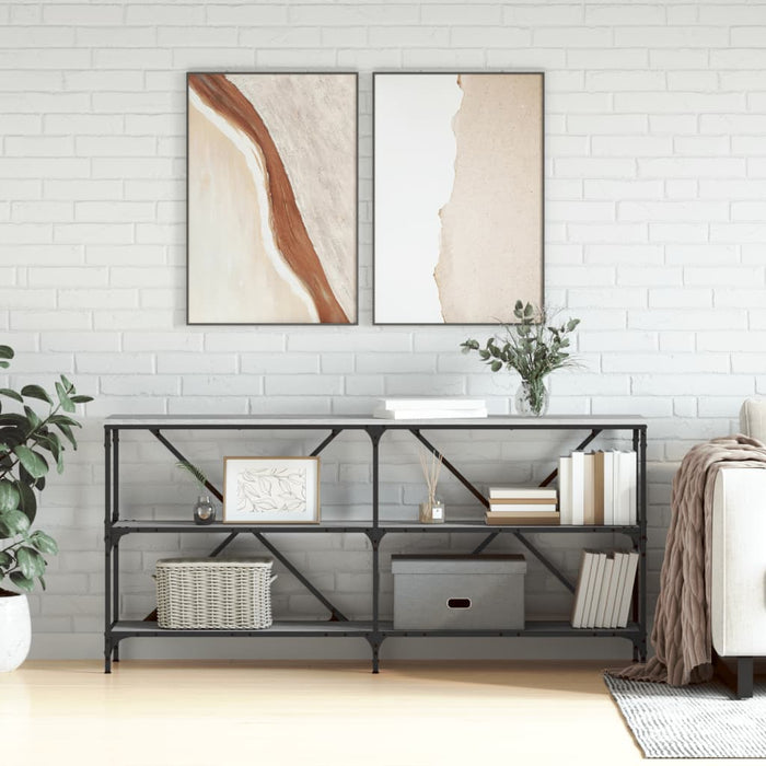 Masă consolă, gri sonoma, 160x30x75 cm, lemn prelucrat și fier - WALTI WALTI
