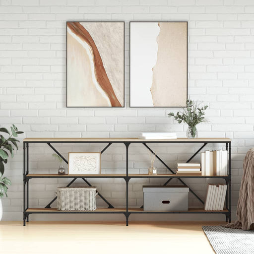 Masă consolă stejar sonoma 180x30x75 cm lemn prelucrat și fier - WALTI WALTI