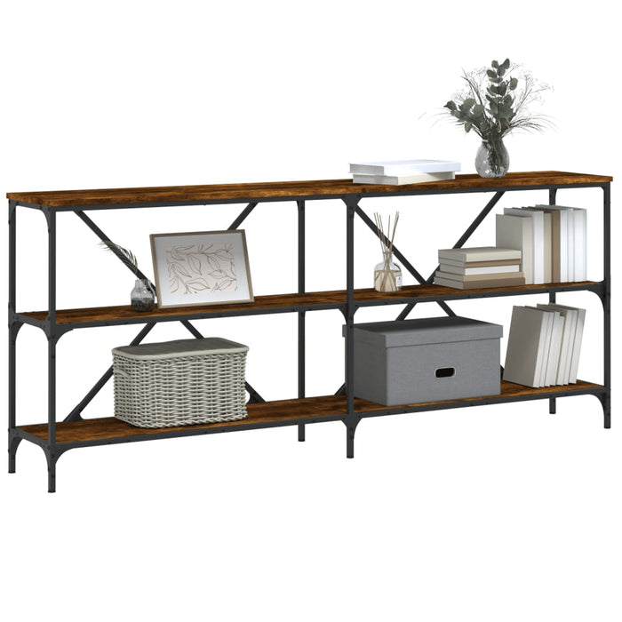 Masă consolă stejar afumat 180x30x75 cm lemn prelucrat și fier - WALTI WALTI
