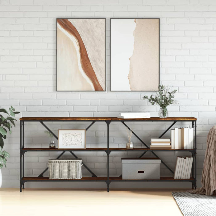 Masă consolă stejar afumat 180x30x75 cm lemn prelucrat și fier - WALTI WALTI