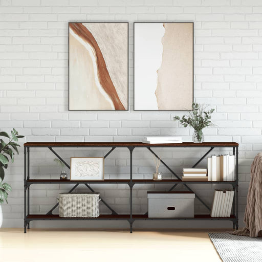 Masă consolă stejar maro 180x30x75 cm lemn prelucrat și fier - WALTI WALTI