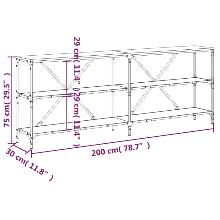 Masă consolă negru 200x30x75 cm lemn prelucrat și fier - WALTI WALTI