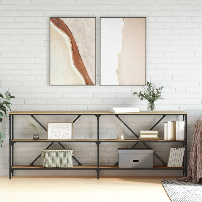 Masă consolă stejar sonoma 200x30x75 cm lemn prelucrat și fier - WALTI WALTI