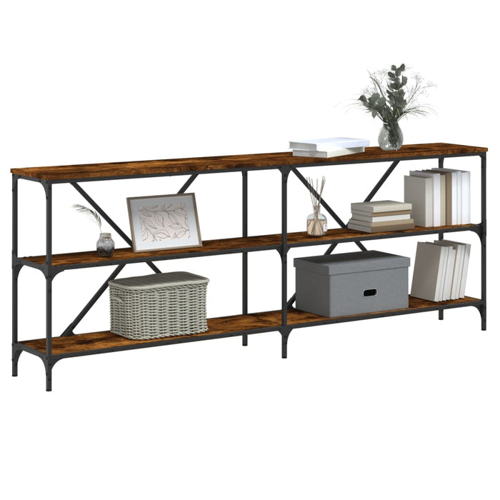 Masă consolă stejar afumat 200x30x75 cm lemn prelucrat și fier - WALTI WALTI