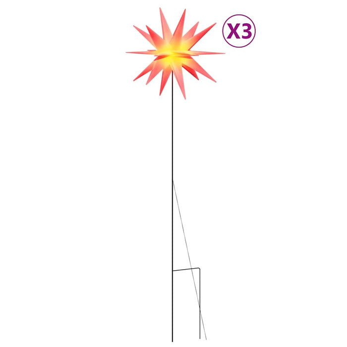 Lumini de Crăciun cu LED/țăruș, 3 buc., roșu, 57 cm, pliabil - WALTI WALTI