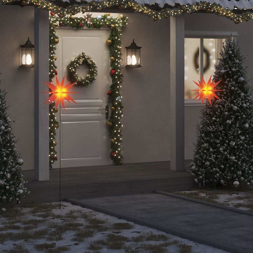 Lumini de Crăciun cu LED/țăruș, 3 buc., roșu, 57 cm, pliabil - WALTI WALTI