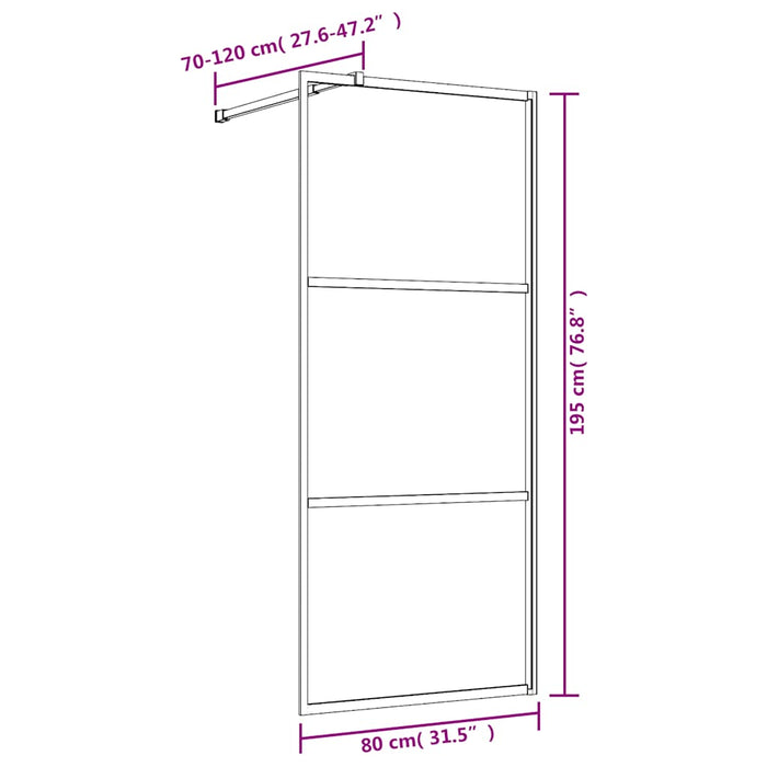Paravan duș walk-in, auriu, 80x195 cm, sticlă ESG transparentă - WALTI WALTI