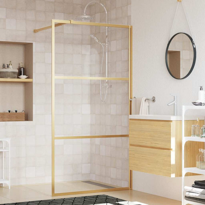 Paravan duș walk-in, auriu, 100x195 cm, sticlă ESG transparentă - WALTI WALTI
