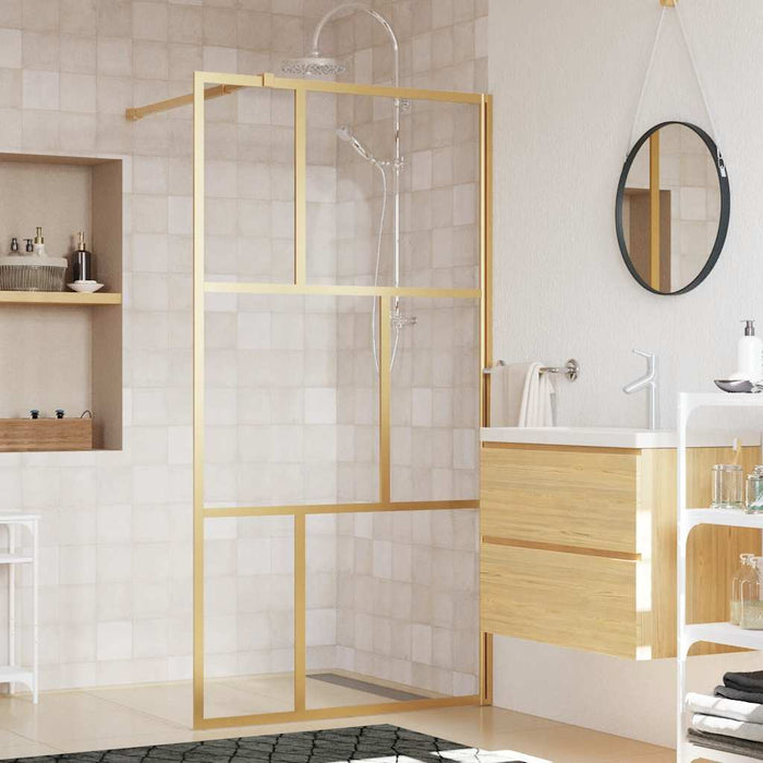 Paravan duș walk-in, auriu, 100x195 cm, sticlă ESG transparentă WALTI