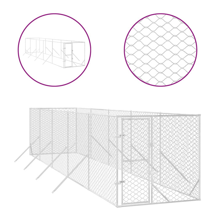 Padoc de exterior pentru câini argintiu 2x10x2m oțel galvanizat - WALTI WALTI