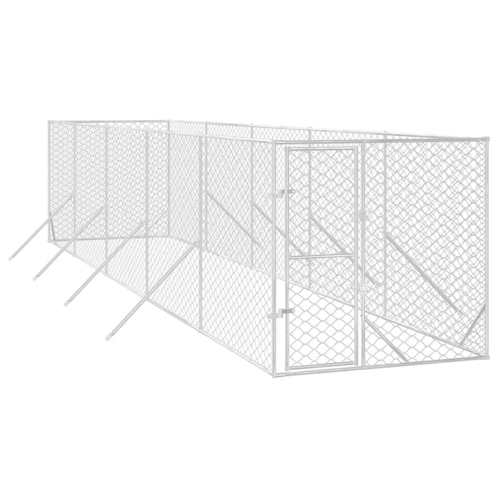 Padoc de exterior pentru câini argintiu 2x10x2m oțel galvanizat - WALTI WALTI