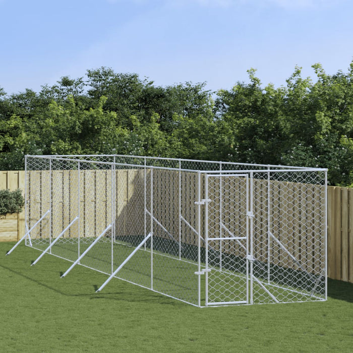 Padoc de exterior pentru câini argintiu 2x10x2m oțel galvanizat - WALTI WALTI