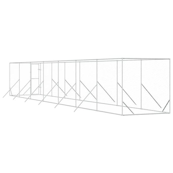 Padoc de exterior pentru câini argintiu 2x14x2m oțel galvanizat - WALTI WALTI