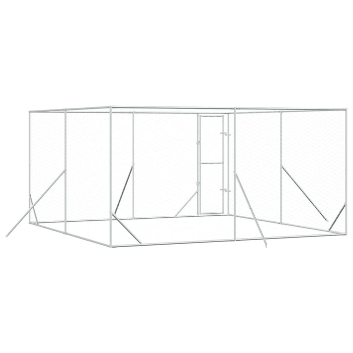 Padoc de exterior pentru câini argintiu 4x4x2 m oțel galvanizat - WALTI WALTI