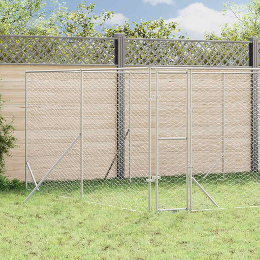 Padoc de exterior pentru câini argintiu 4x4x2 m oțel galvanizat - WALTI WALTI