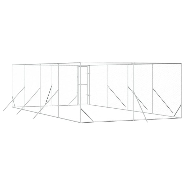 Padoc de exterior pentru câini argintiu 4x8x2 m oțel galvanizat - WALTI WALTI