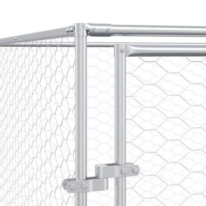 Padoc de exterior pentru câini argintiu 4x8x2 m oțel galvanizat - WALTI WALTI