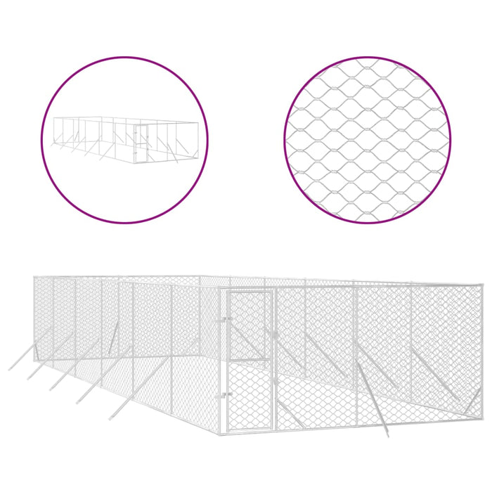 Padoc de exterior pentru câini argintiu 4x12x2m oțel galvanizat - WALTI WALTI