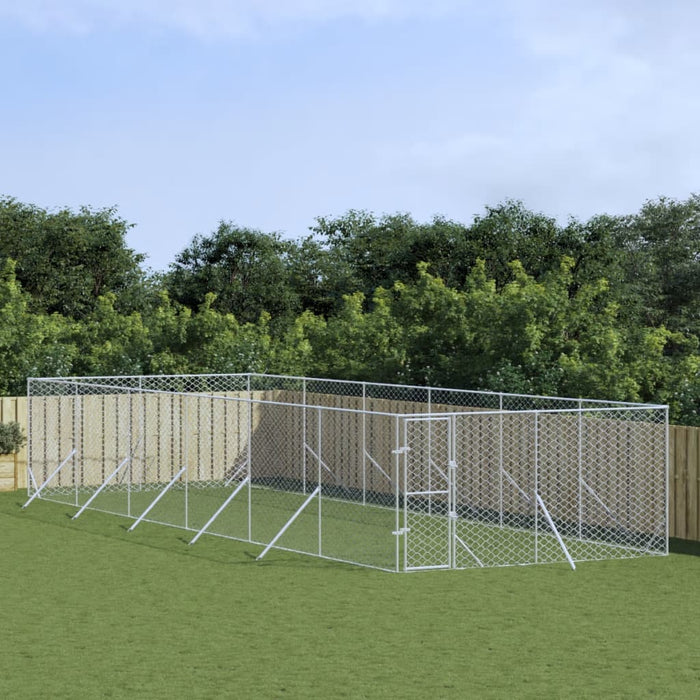 Padoc de exterior pentru câini argintiu 4x12x2m oțel galvanizat - WALTI WALTI