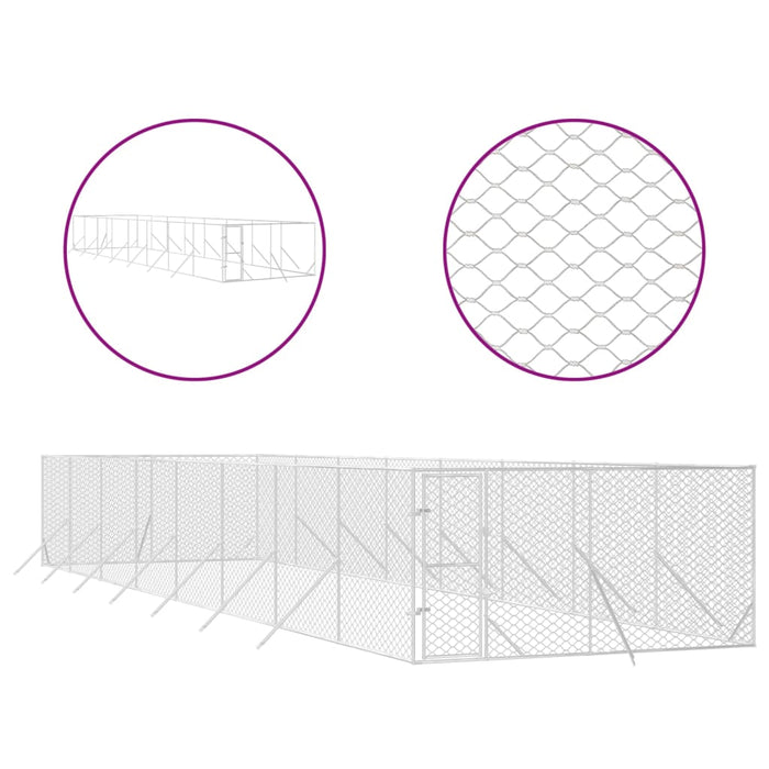 Padoc de exterior pentru câini argintiu 4x16x2m oțel galvanizat - WALTI WALTI