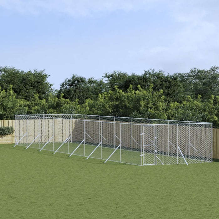 Padoc de exterior pentru câini argintiu 4x16x2m oțel galvanizat - WALTI WALTI