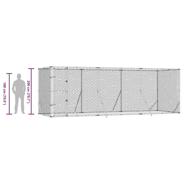 Padoc de exterior pentru câini argintiu 6x2x2 m oțel galvanizat - WALTI WALTI