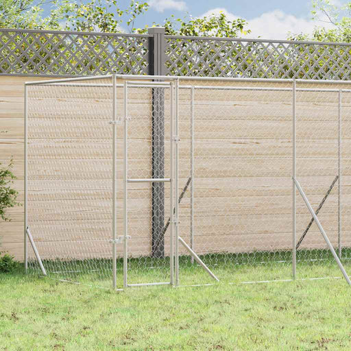 Padoc de exterior pentru câini argintiu 6x2x2 m oțel galvanizat - WALTI WALTI