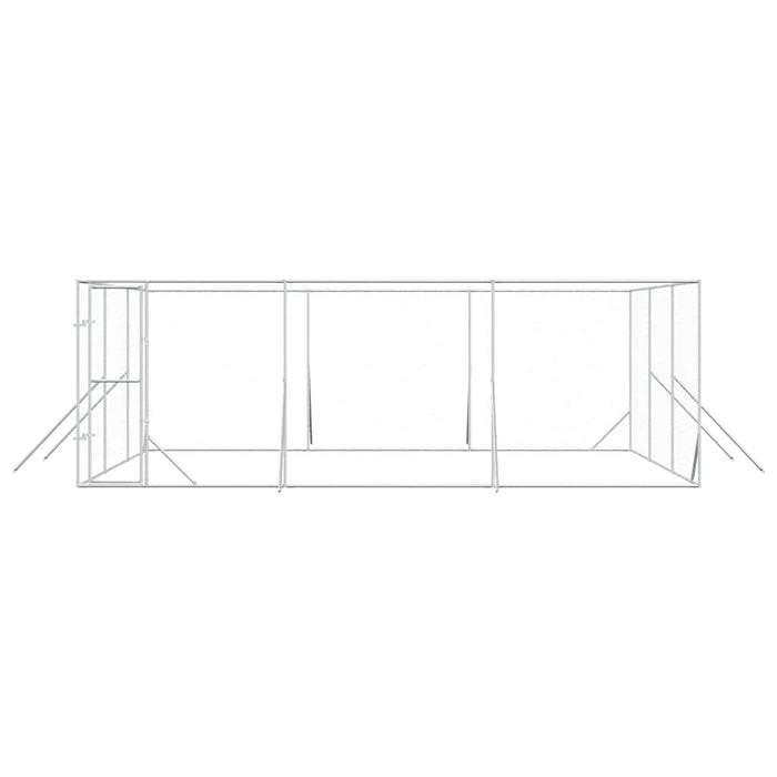 Padoc de exterior pentru câini argintiu 6x6x2 m oțel galvanizat - WALTI WALTI