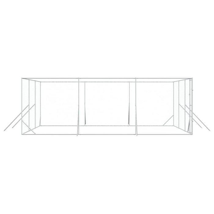 Padoc de exterior pentru câini argintiu 6x6x2 m oțel galvanizat - WALTI WALTI