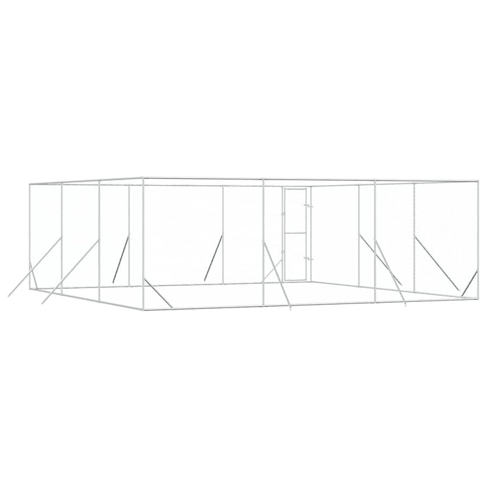 Padoc de exterior pentru câini argintiu 6x6x2 m oțel galvanizat - WALTI WALTI