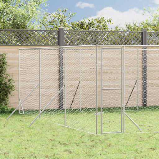 Padoc de exterior pentru câini argintiu 6x6x2 m oțel galvanizat - WALTI WALTI