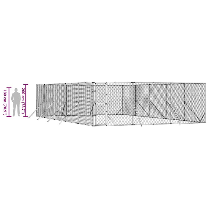 Padoc de exterior pentru câini argintiu 6x10x2m oțel galvanizat - WALTI WALTI