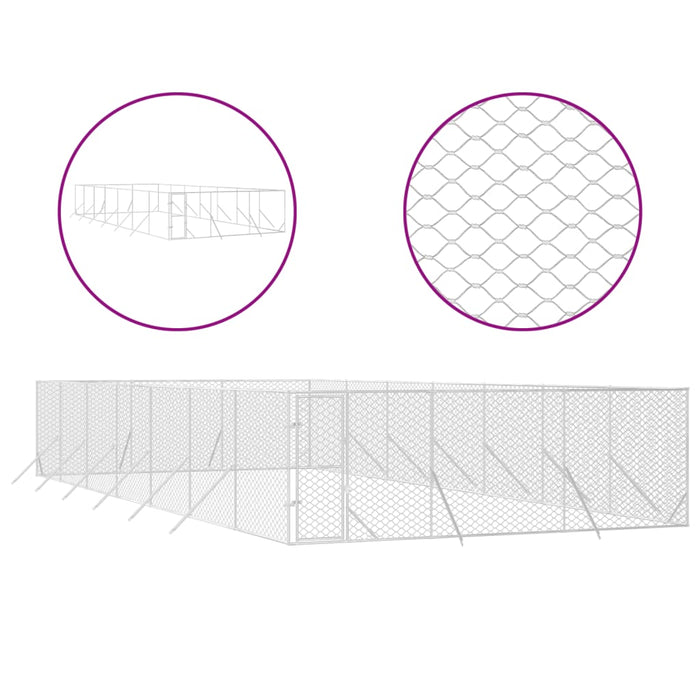 Padoc de exterior pentru câini argintiu 6x14x2m oțel galvanizat - WALTI WALTI
