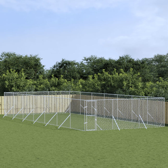 Padoc de exterior pentru câini argintiu 6x14x2m oțel galvanizat - WALTI WALTI