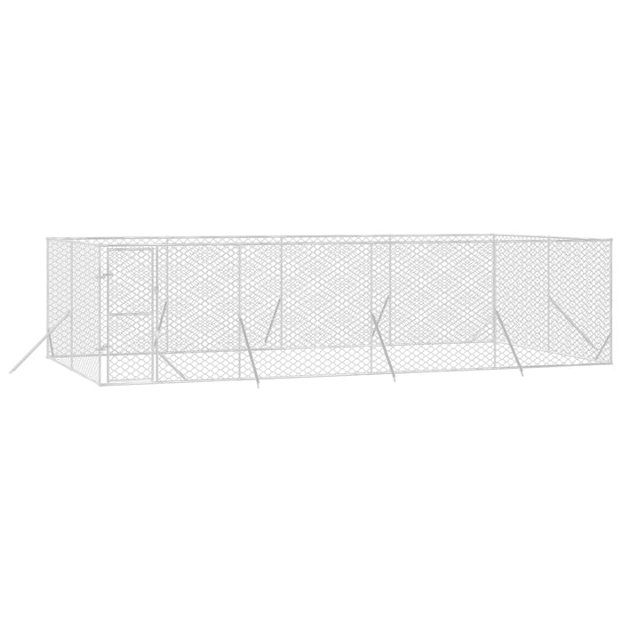 Padoc de exterior pentru câini argintiu 8x4x2 m oțel galvanizat - WALTI WALTI