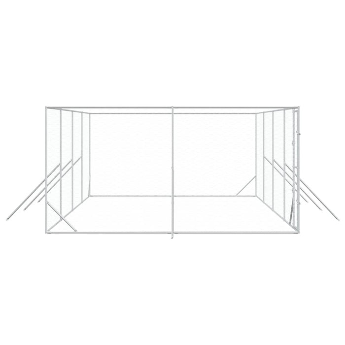 Padoc de exterior pentru câini argintiu 8x4x2 m oțel galvanizat - WALTI WALTI
