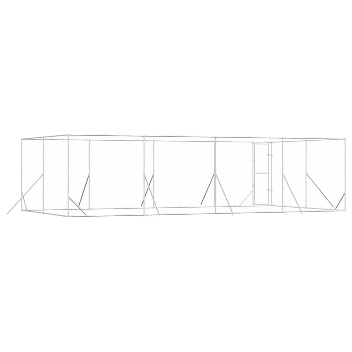Padoc de exterior pentru câini argintiu 8x4x2 m oțel galvanizat - WALTI WALTI