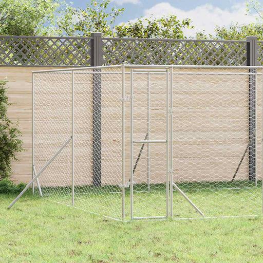 Padoc de exterior pentru câini argintiu 8x4x2 m oțel galvanizat - WALTI WALTI