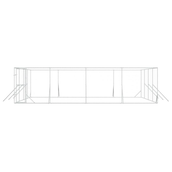 Padoc de exterior pentru câini argintiu 8x8x2 m oțel galvanizat - WALTI WALTI