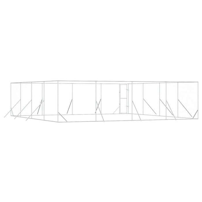 Padoc de exterior pentru câini argintiu 8x8x2 m oțel galvanizat - WALTI WALTI