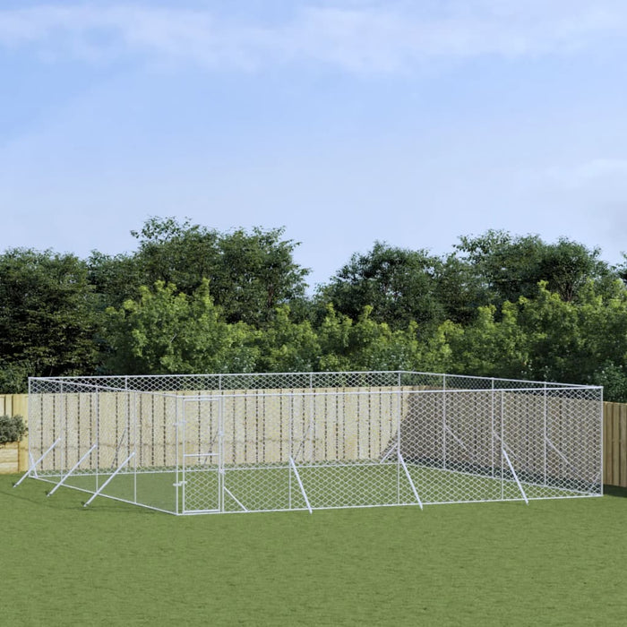 Padoc de exterior pentru câini argintiu 8x8x2 m oțel galvanizat - WALTI WALTI