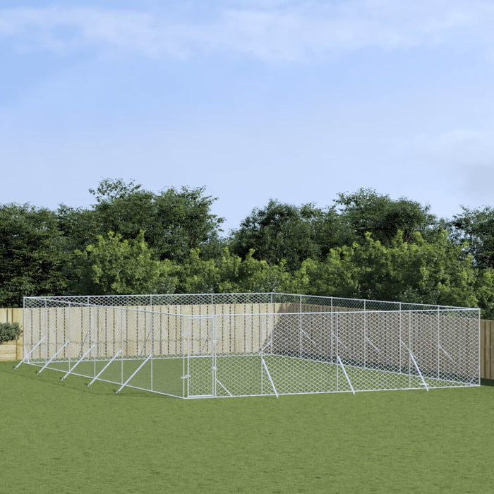 Padoc de exterior pentru câini argintiu 8x12x2m oțel galvanizat - WALTI WALTI