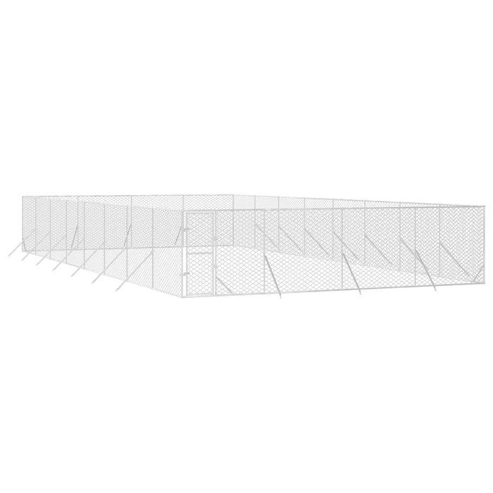 Padoc de exterior pentru câini argintiu 8x16x2m oțel galvanizat - WALTI WALTI