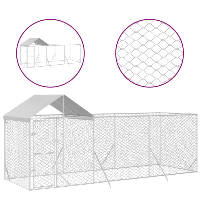 Padoc de exterior cu acoperiș argintiu 6x2x2,5m oțel galvanizat - WALTI WALTI