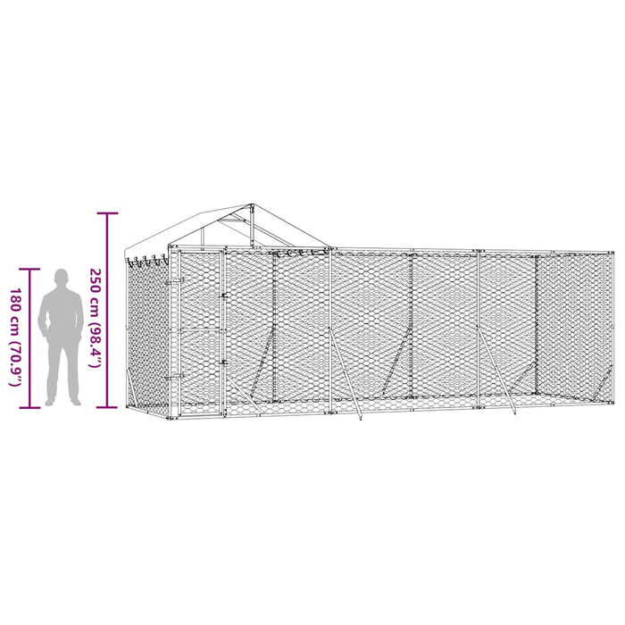 Padoc de exterior cu acoperiș argintiu 6x2x2,5m oțel galvanizat - WALTI WALTI