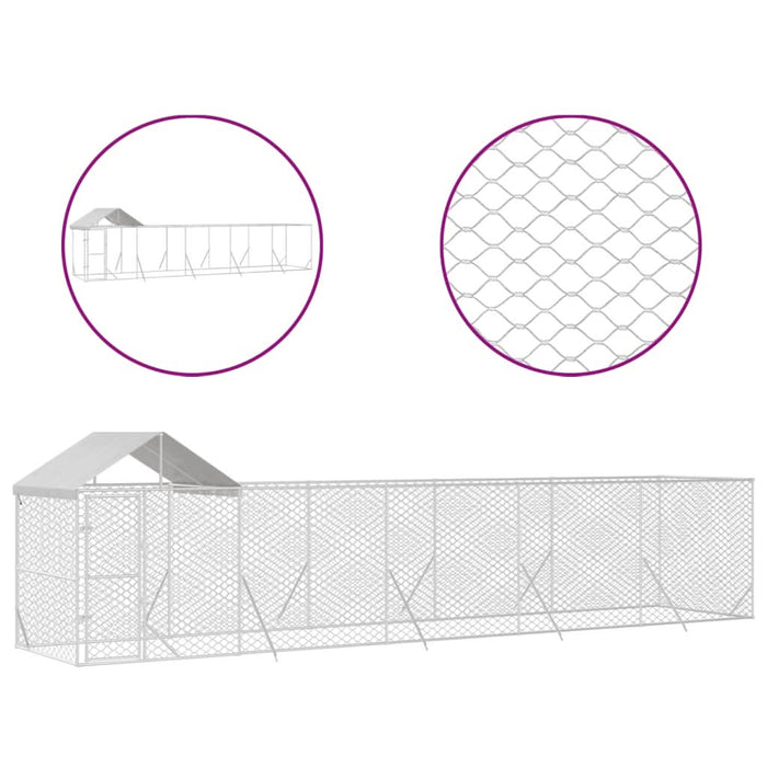 Padoc exterior cu acoperiș argintiu 10x2x2,5 m oțel galvanizat - WALTI WALTI
