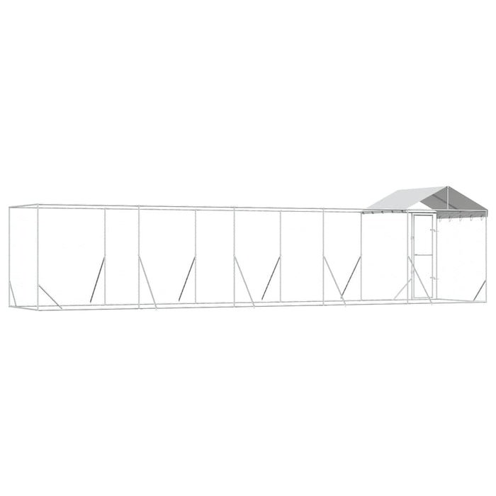 Padoc exterior cu acoperiș argintiu 10x2x2,5 m oțel galvanizat - WALTI WALTI